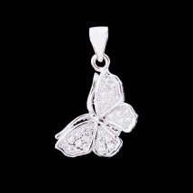 Silver pendant "Butterfly" with cubic zirconia 132232 Onyx