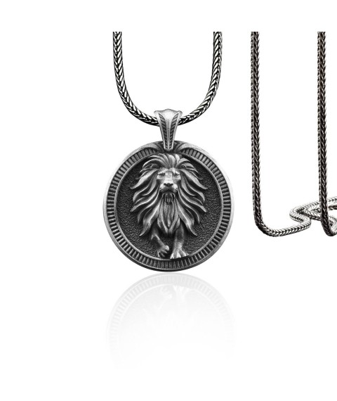 Silver pendant "Zodiac sign Leo" 133200lev Onyx