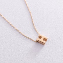 Necklace with the letter "H" in yellow gold kol01164Н Onix 45