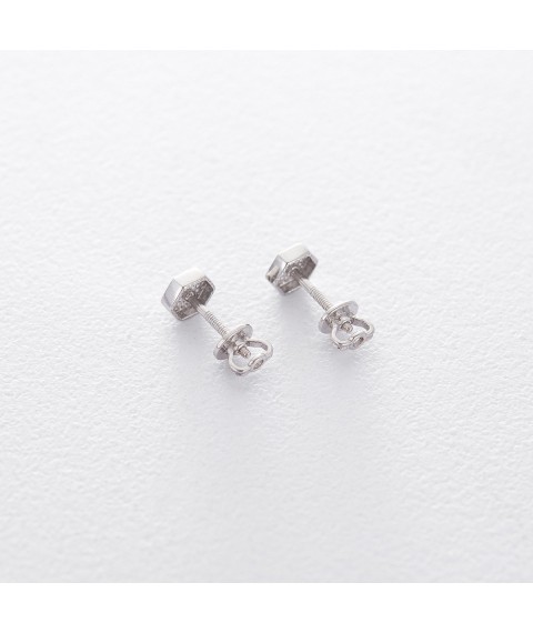 Gold earrings - studs "Hexagons" s06185 Onyx