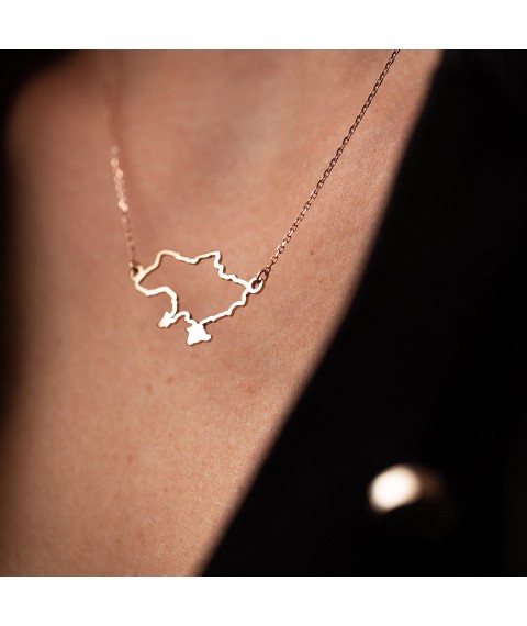 Necklace "Map of Ukraine" in red gold 4034h Onyx 45