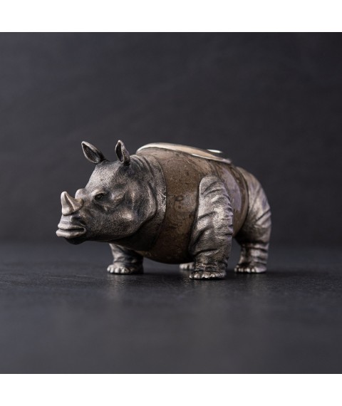 Handmade silver figure "Rhinoceros" 23140 Onyx