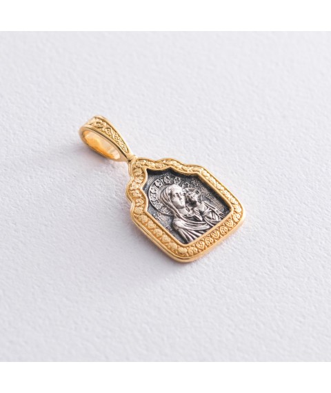 Silver pendant "Our Lady of Kazan" 133020 Onyx
