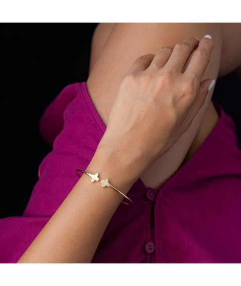 Gold bracelet "Clover" (cubic zirconia) b04494 Onyx