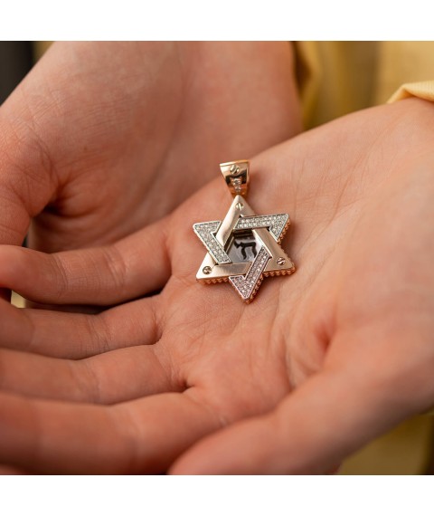 Gold pendant "Star of David. Symbol of CHAI" (diamonds) 1118b Onyx