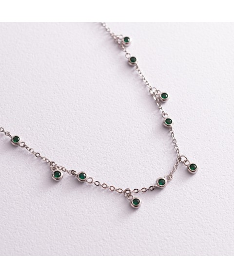 Silver necklace with green cubic zirconia 181157 Onyx 46