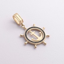 Золотой кулон "Якорь" п02746 Онікс