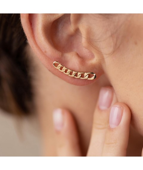 Mono earring "Chain" in yellow gold s08031 Onyx