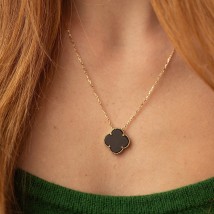 Necklace "Clover" in yellow gold (onyx) coll02482 Onyx 50