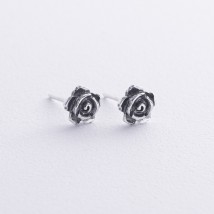 Сережки-пусети "Трояндочки" з чорнінням  12515 Онікс
