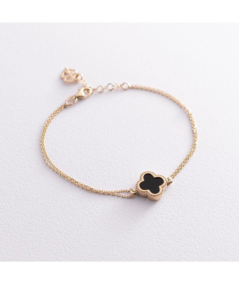 Bracelet "Clover" in yellow gold (onyx) b04557 Onyx 18
