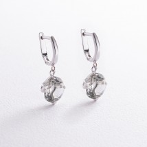 Gold earrings "Attraction" with green amethyst s05292 Onyx