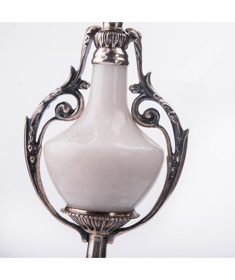 Срібний свічник ручної роботи "Біла ваза" сер00036 Онікс