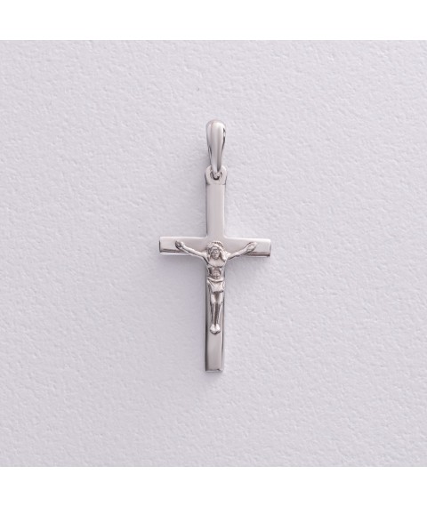 Cross "Crucifixion" in white gold p03881 Onyx