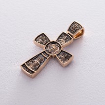 Золотий православний хрест (чорніння) "Спас Нерукотворний" п02892 Онікс