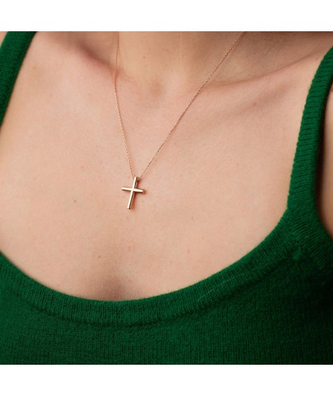 Necklace "Cross" in red gold kol02354 Onix 45