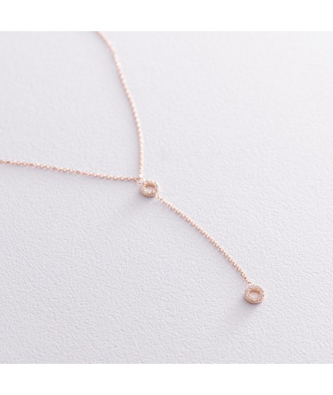 Necklace "Circles" in red gold (cubic zirconia) col01830 Onix 40
