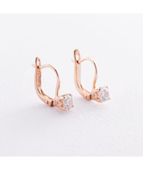 Gold children's earrings with cubic zirconia s06039 Onyx