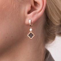 Earrings "Clover" in red gold (cubic zirconia) s07638 Onyx
