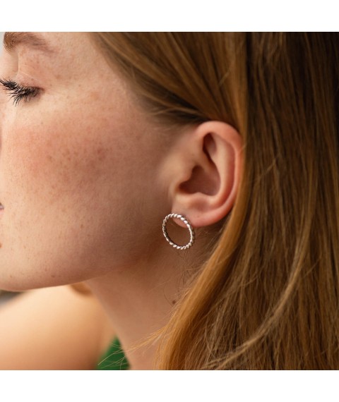 Earrings - studs "Triana" in white gold s08279 Onyx
