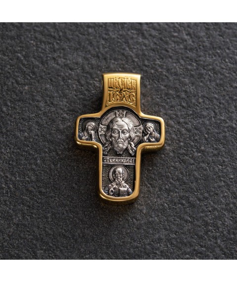 Серебряный крест (чернение, позолота) 132439 Онікс