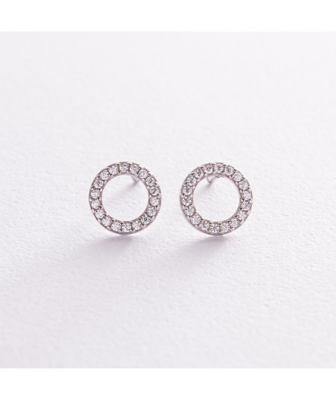 Silver earrings "Cycle" with cubic zirconia OR116150 Onyx