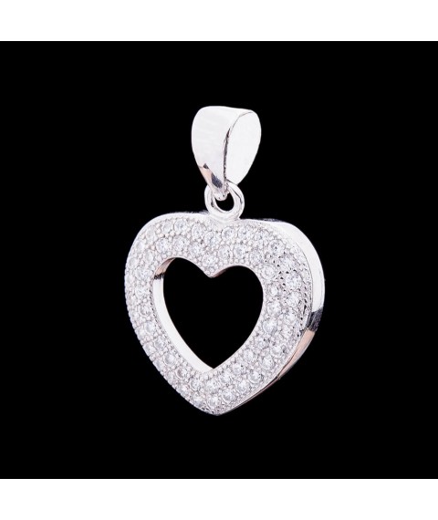 Silver pendant "Heart" with cubic zirconia 132248 Onyx