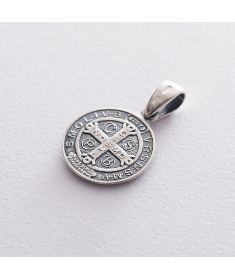 Silver pendant of St. Benedict 131554 Onyx