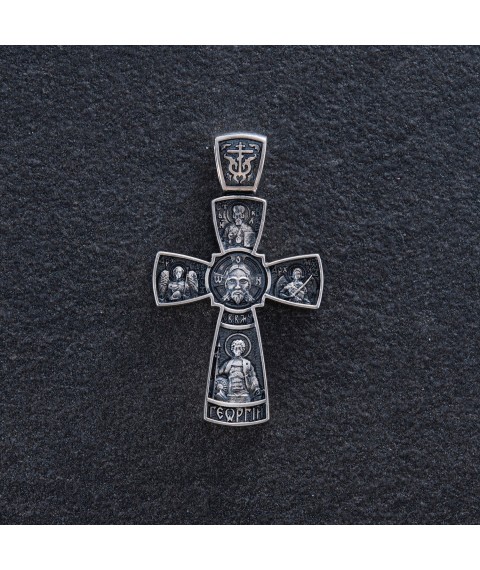 Срібний православний хрест з чорнінням 132558 Онікс