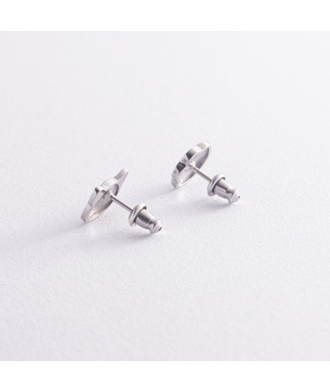 Children's earrings - studs "Cat" in silver (enamel) 444 Onyx