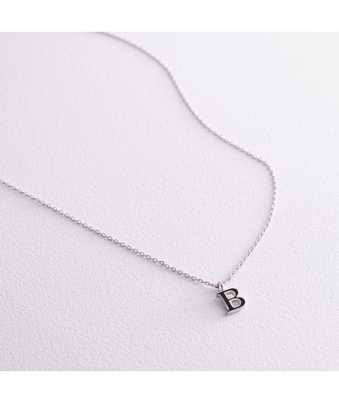 Серебряное колье с буквой В 18617бч Онікс  47
