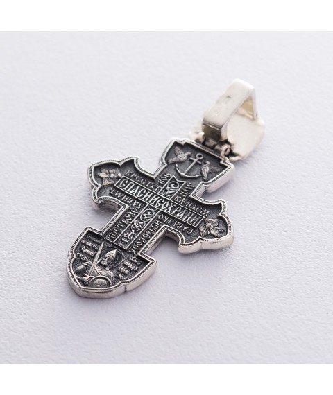 Срібний православний хрест (чорніння) 132735 Онікс