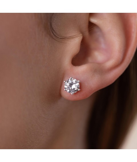 Silver earrings - studs with cubic zirconia 121622 Onyx