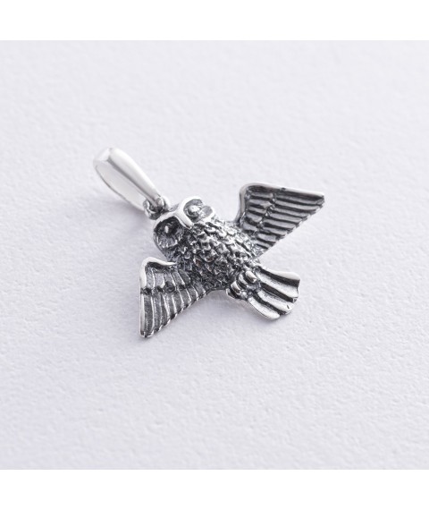 Silver pendant "Owl" 13336 Onyx