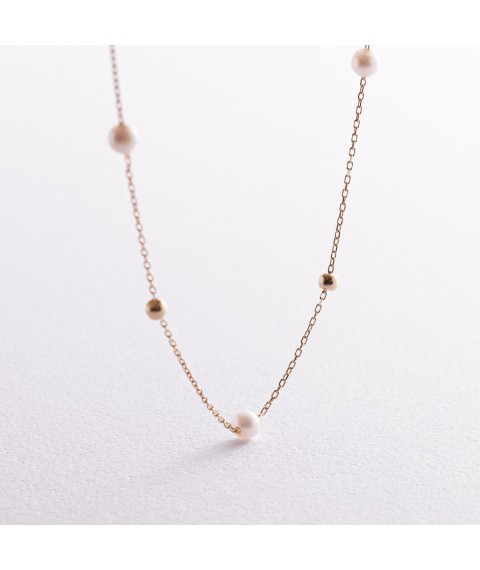 Gold necklace "Balls" with pearls count02031 Onix 44