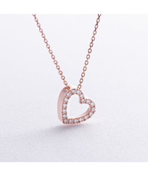 Gold necklace "Heart" with diamonds flask0131di Onix 43