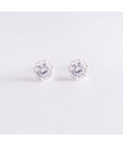 Silver earrings - studs with cubic zirconia 121900 Onyx