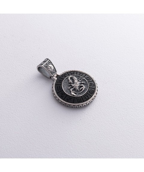Silver pendant "Zodiac sign Scorpio" with ebony 1041scorpio Onyx
