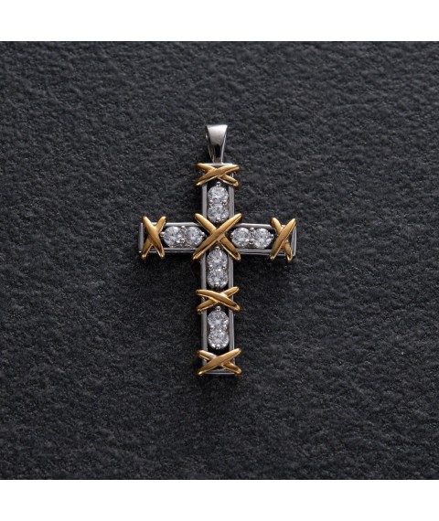 Silver cross with cubic zirconia (gilding) 897 Onyx