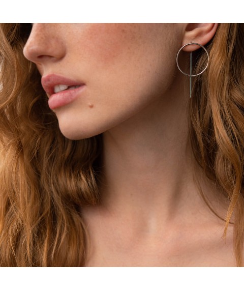 Earrings "Geometry" in white gold s07881 Onyx