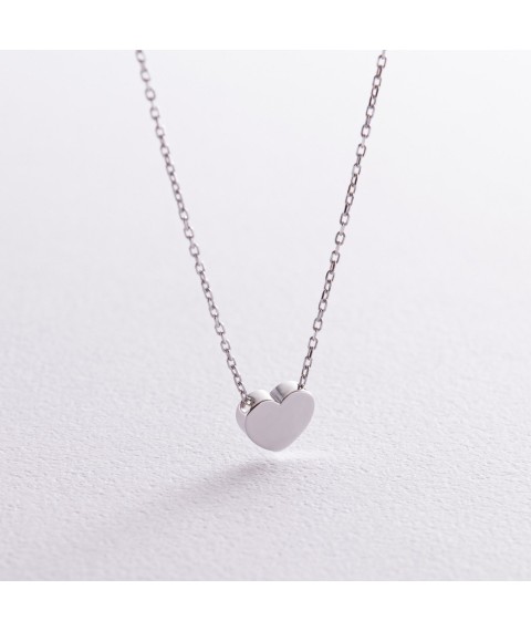 Necklace "Heart" in white gold kol01253 Onix 40