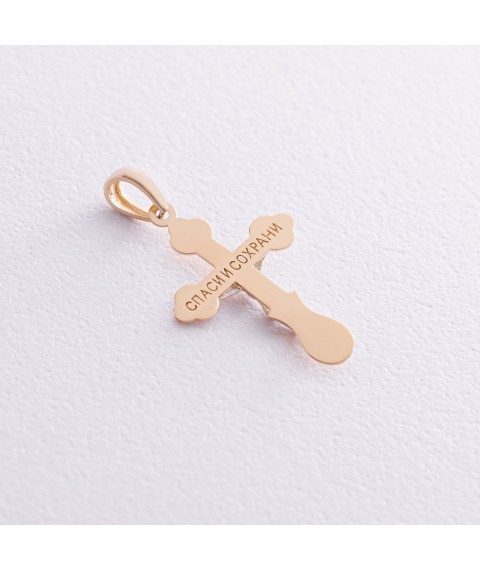 Cross "Crucifixion. Save and Preserve" in yellow gold p03784 Onyx