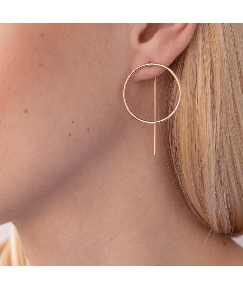 Earrings "Geometry" in red gold s07882 Onyx