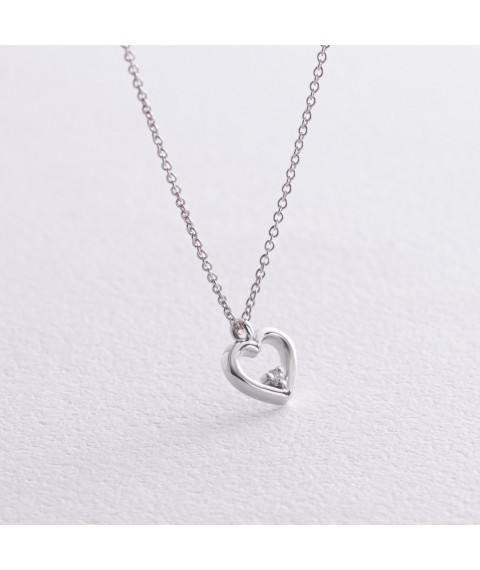 Gold necklace "Heart" with diamond flask0110y Onix 45
