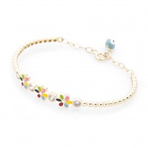 Children's bracelet "Flowers" (polymer, enamel, cubic zirconia) b03359 Onyx