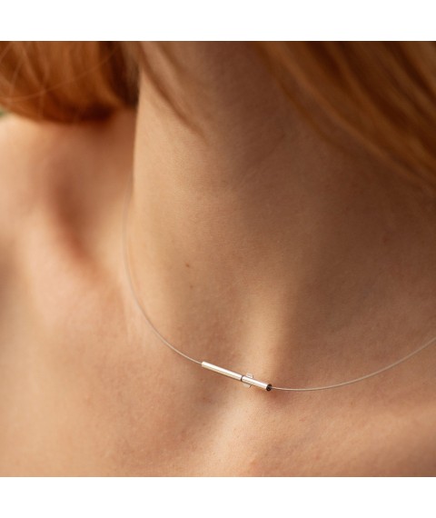 Silver necklace "String" 181317 Onyx 42