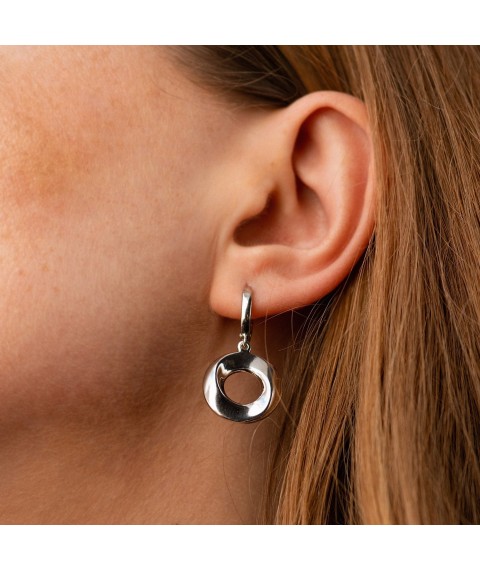 Silver earrings "Shine" 122866 Onyx