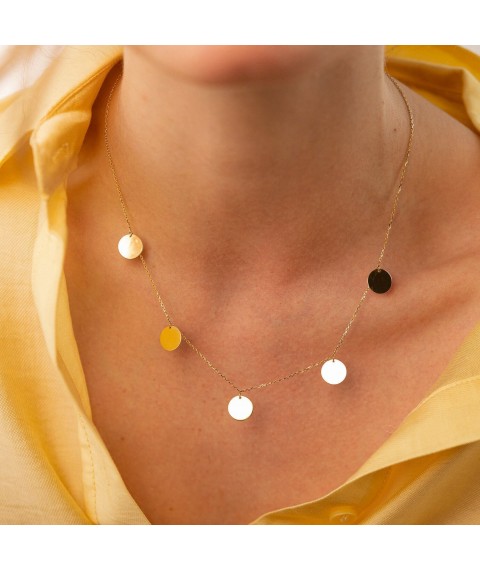 Gold necklace with circles kol01438 Onyx 45