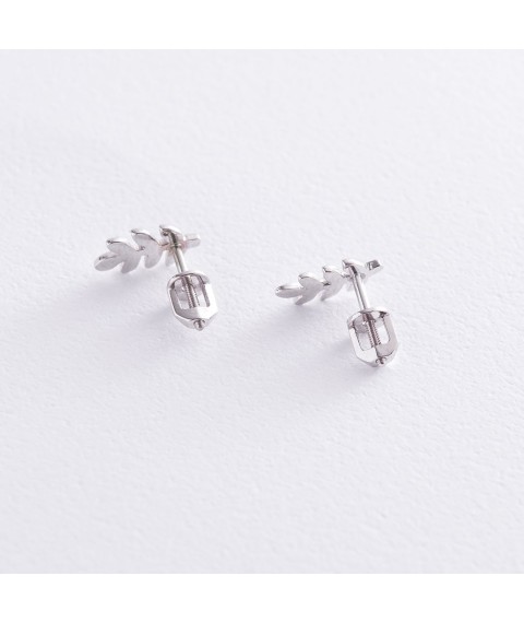 Earrings - studs "Twigs" in white gold s06913 Onyx