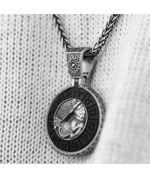 Silver pendant "Zodiac sign Sagittarius" with ebony 1041 Sagittarius Onyx